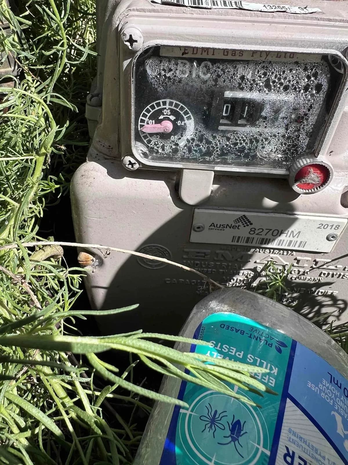 Gas meter being checked for leaks