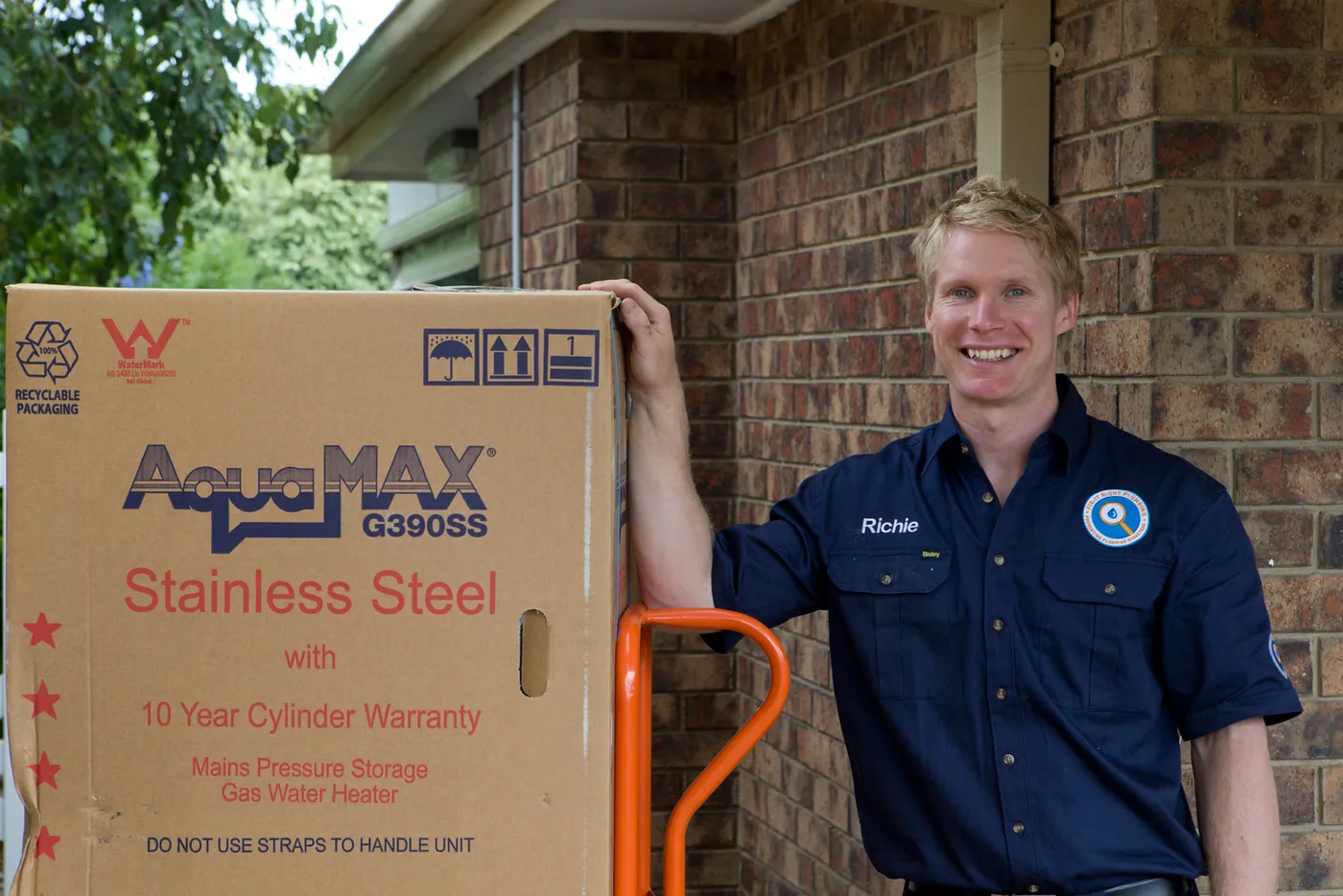 Richie Foster, Fix-It Right founder, with a new AquaMAX hot water unit