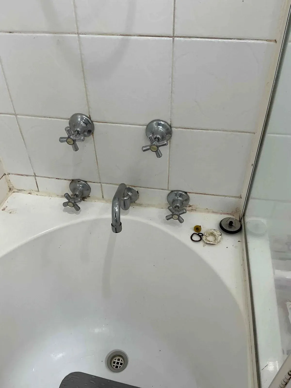 Bath taps opened up for repair