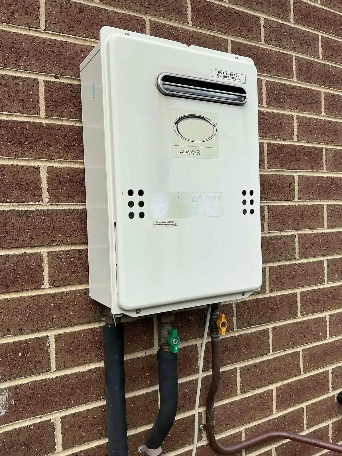 Old continuous flow hot water unit