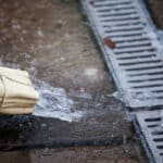 Rain water rushing into a drain